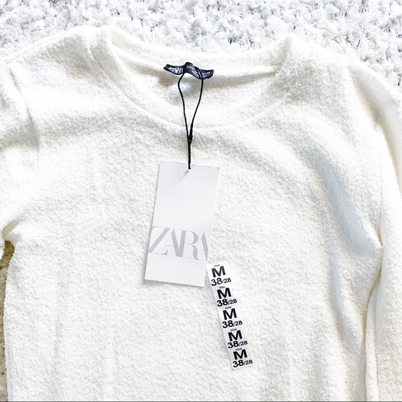 Zara White Textured Long Sleeve NWT - Picture 9 of 9